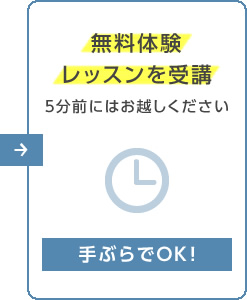 無料体験レッスンを受講　5分前には起こしください